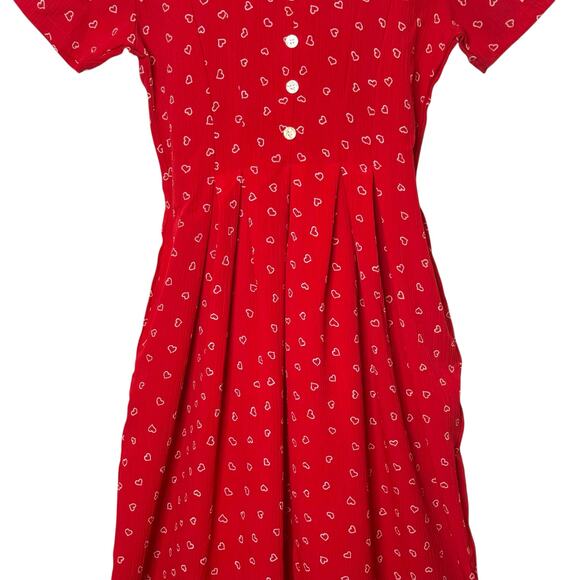 Vintage Talbots Kids Girls Size 10 Red White Hearts Tie Back Wide Leg Jumpsuit - Picture 3 of 8